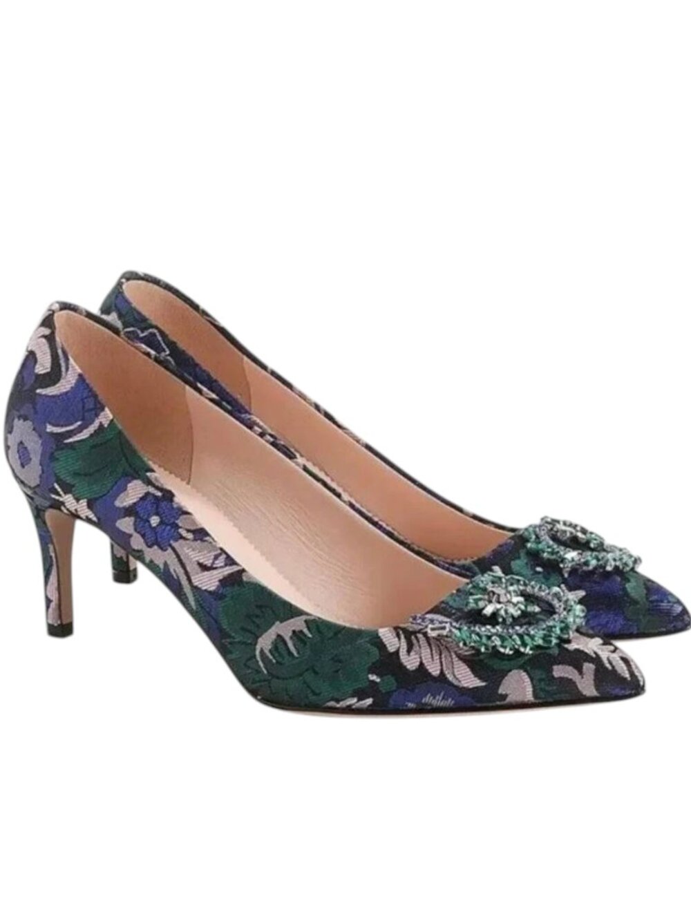 J. Crew Colette Jewelled Jacquard Pumps Italy - Green/Purple/Blue - 8.5